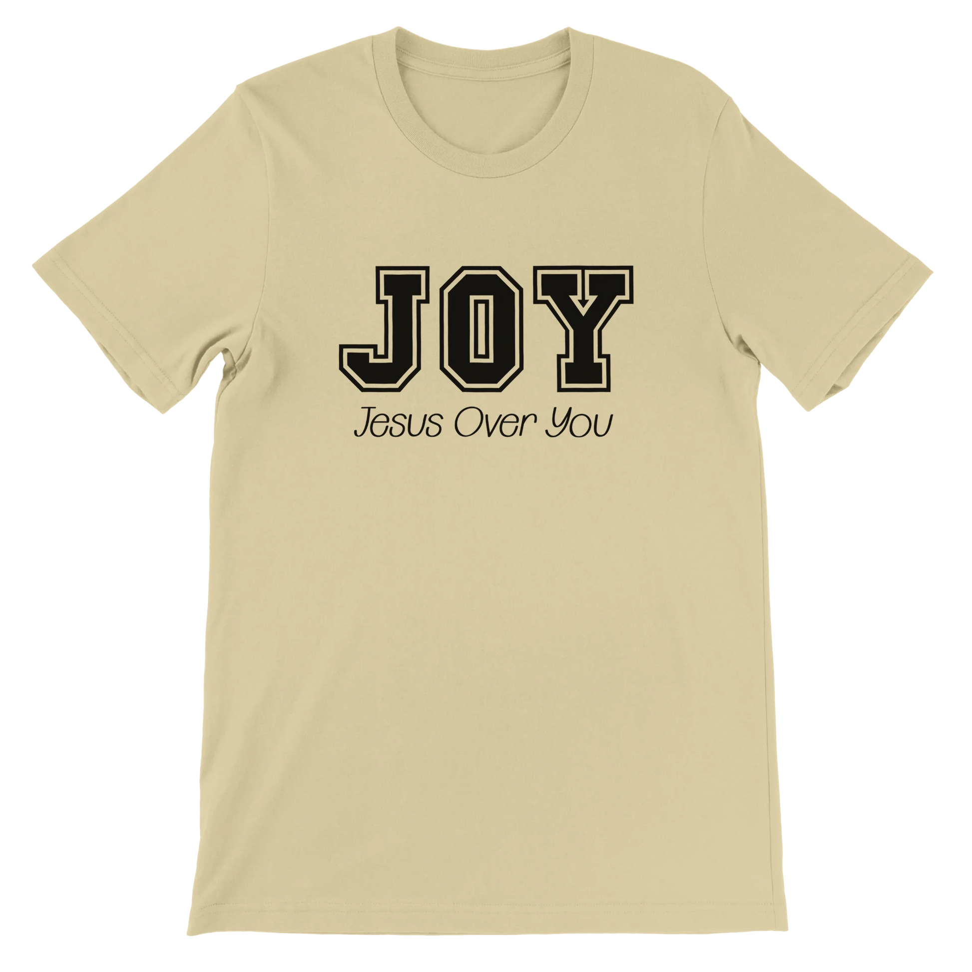 JOY Jesus Over You Varsity Text Design T-Shirt – Christian Minimalist Tee - Breaking Bread Designs