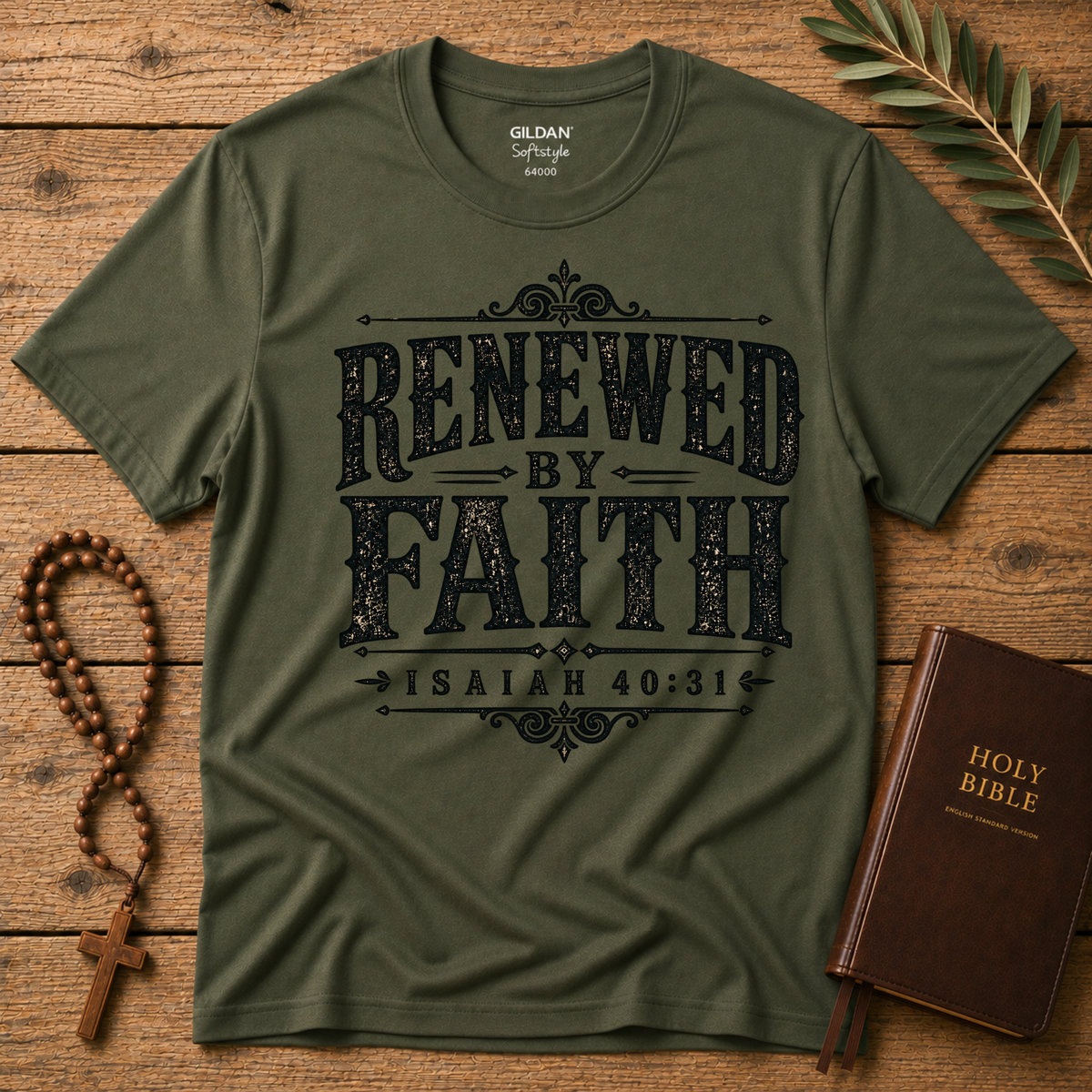 Renewed by Faith Christian T-Shirt | Isaiah 40:31 Men's Shirt Breaking Bread Designs