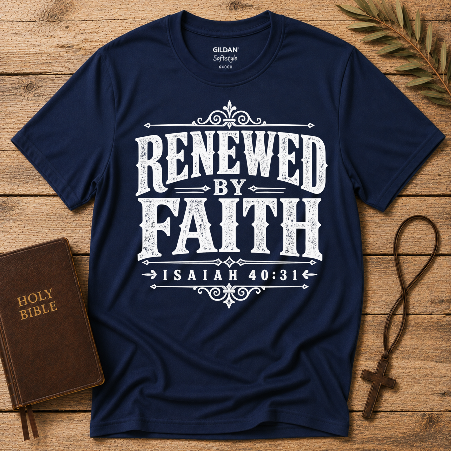 Renewed by Faith Christian T-Shirt | Isaiah 40:31 Men's Shirt Breaking Bread Designs