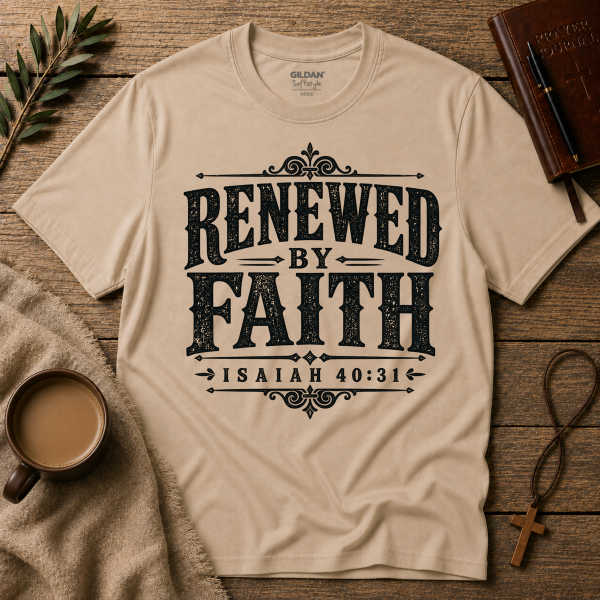 Renewed by Faith Christian T-Shirt | Isaiah 40:31 Men's Shirt Breaking Bread Designs