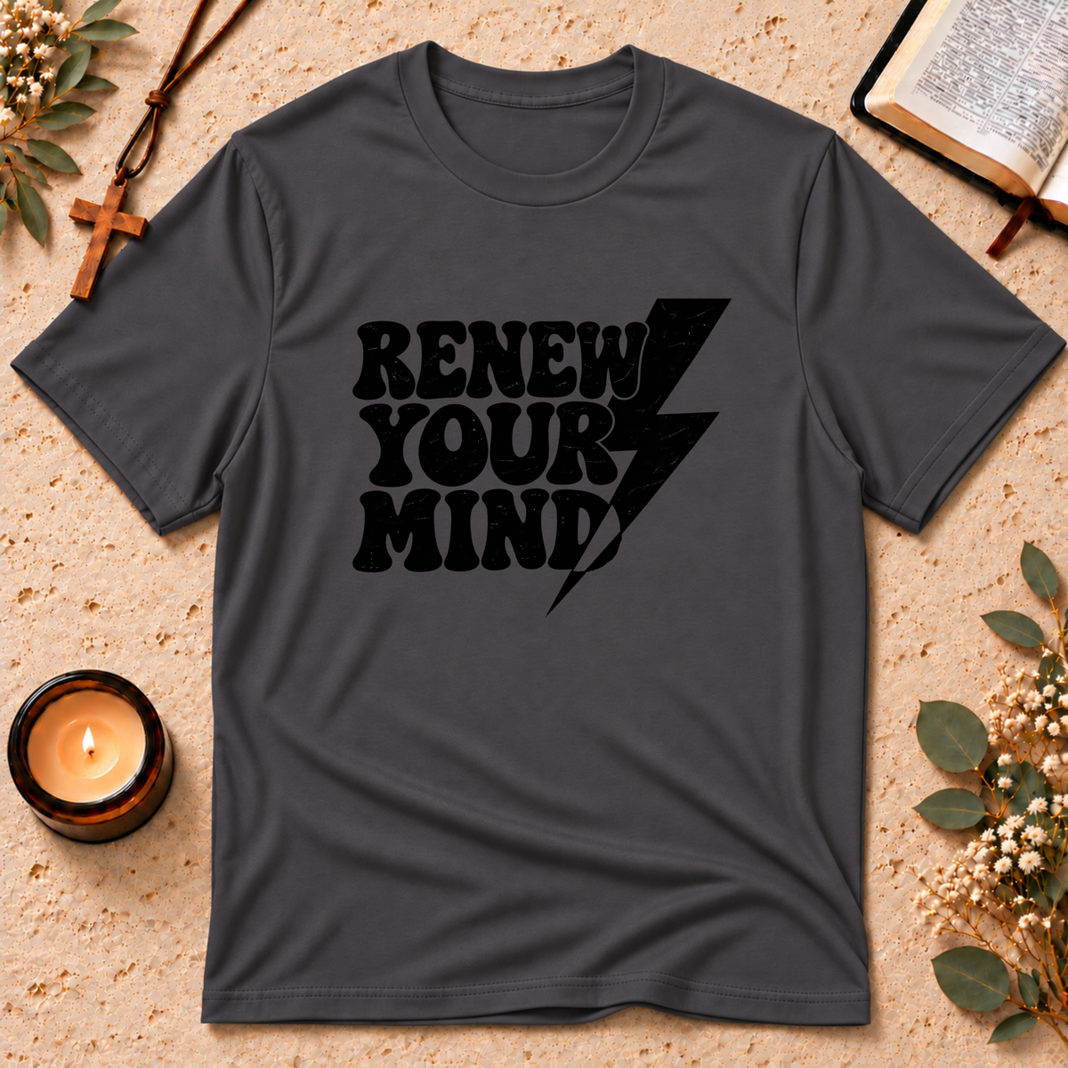 Renew Your Mind Christian T-Shirt – Romans 12:2 Breaking Bread Designs