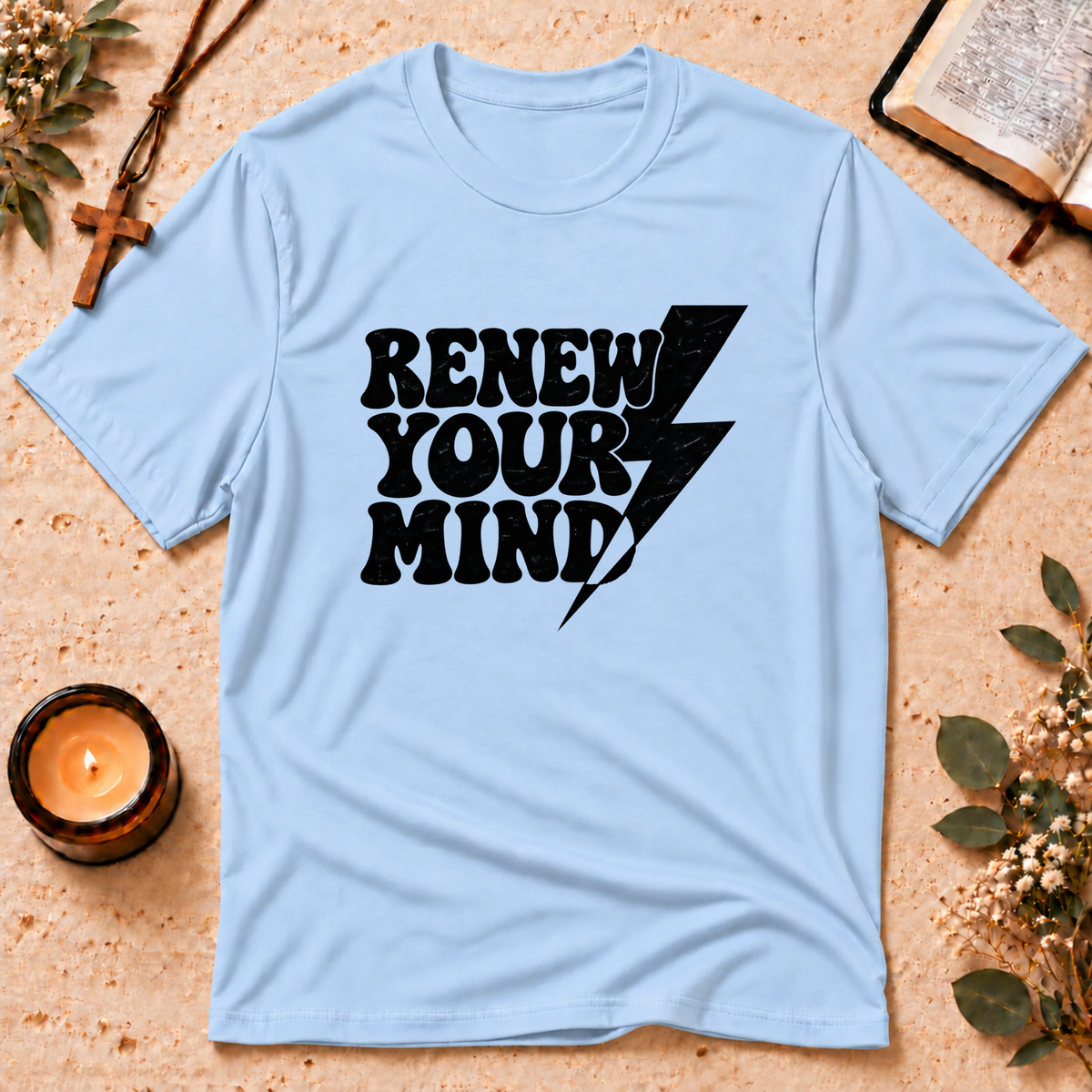 Renew Your Mind Christian T-Shirt – Romans 12:2 Breaking Bread Designs