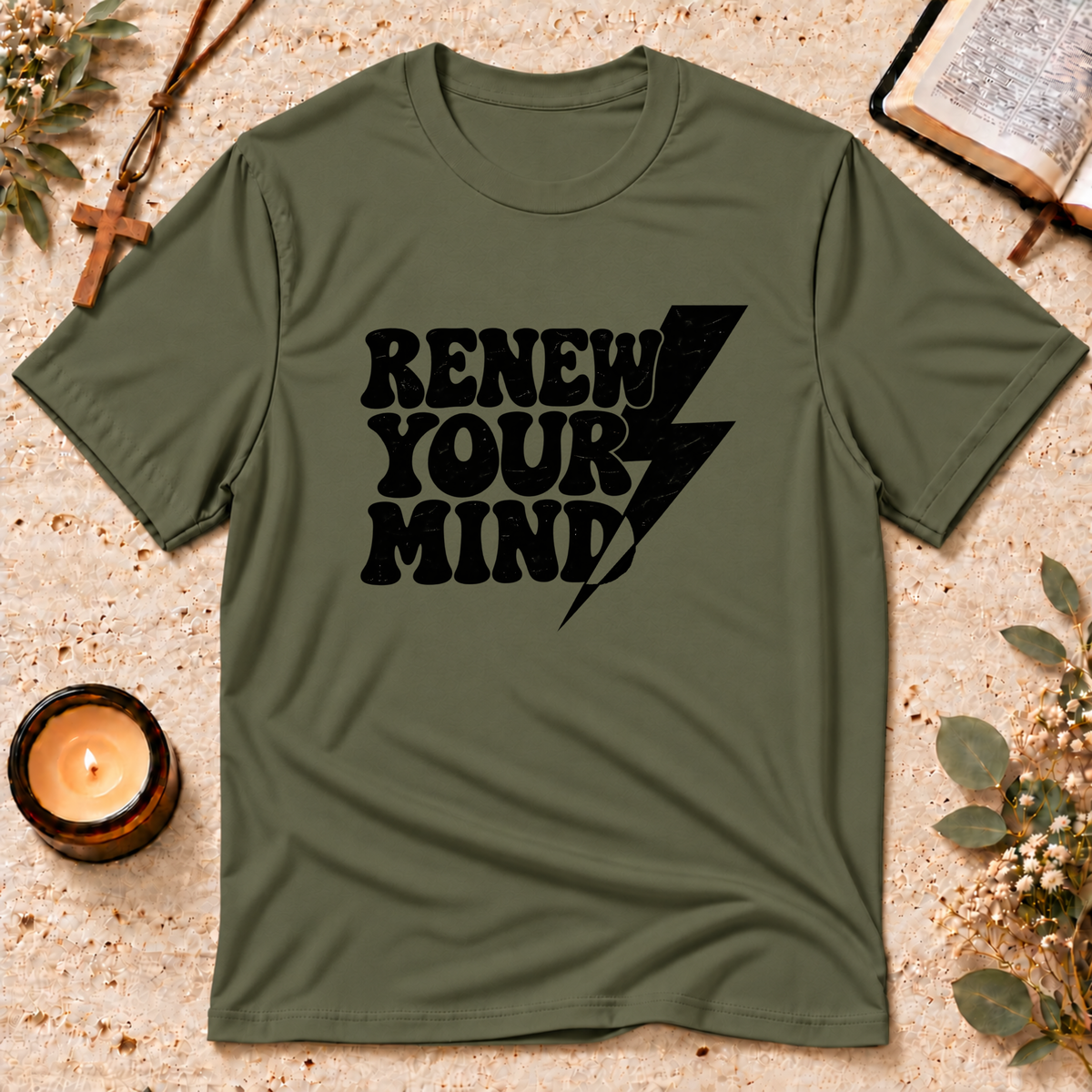 Renew Your Mind Christian T-Shirt – Romans 12:2 Breaking Bread Designs