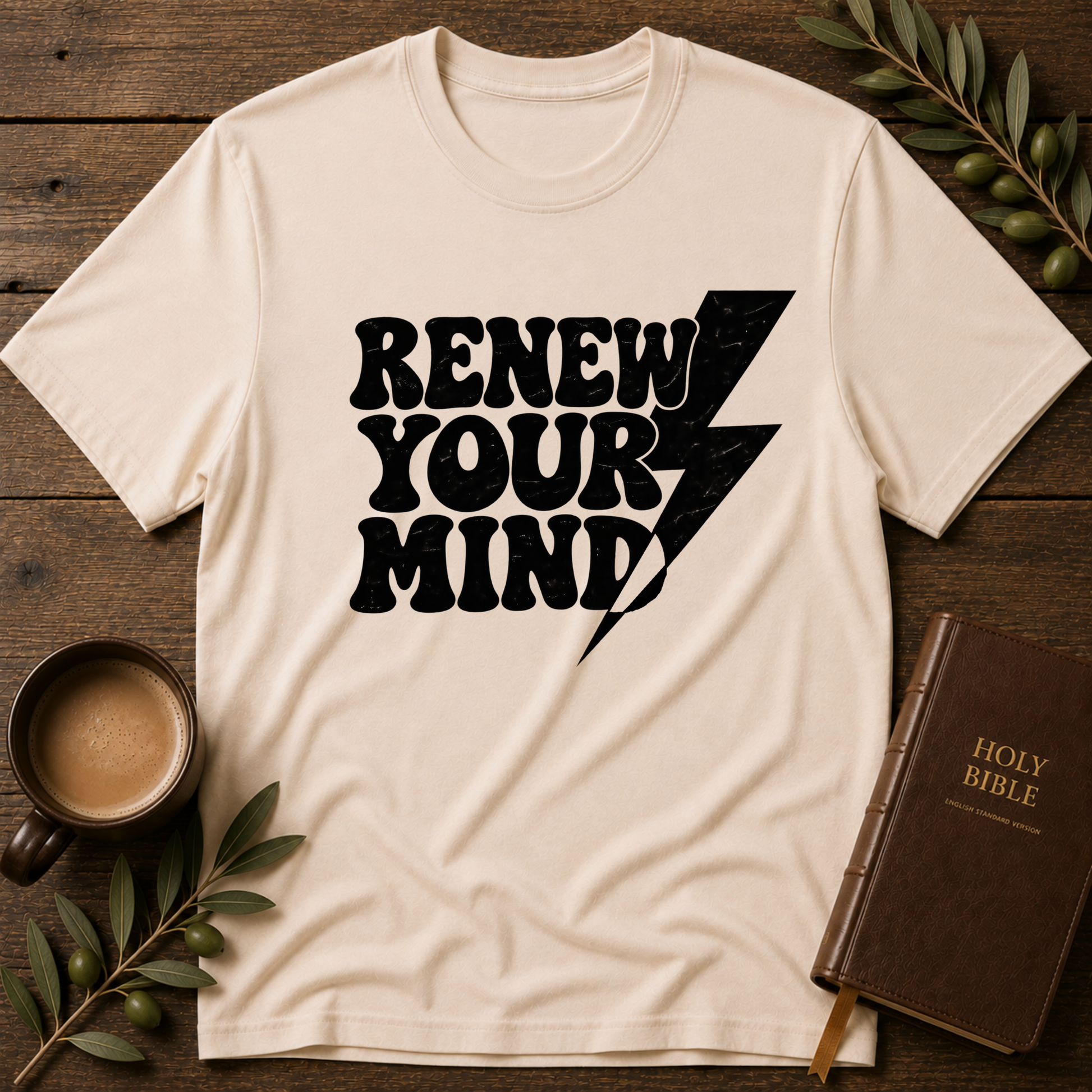Renew Your Mind Christian T-Shirt – Romans 12:2 Breaking Bread Designs