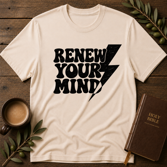 Renew Your Mind Christian T-Shirt – Romans 12:2 Breaking Bread Designs