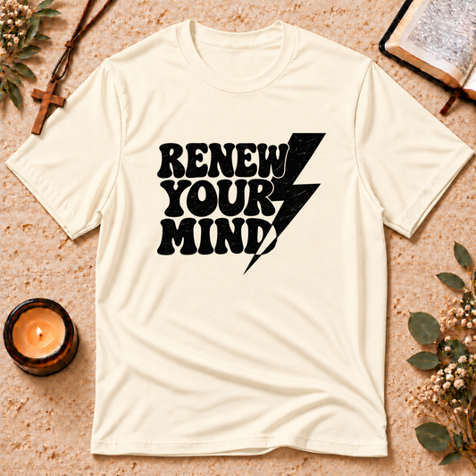Renew Your Mind Christian T-Shirt – Romans 12:2 Breaking Bread Designs