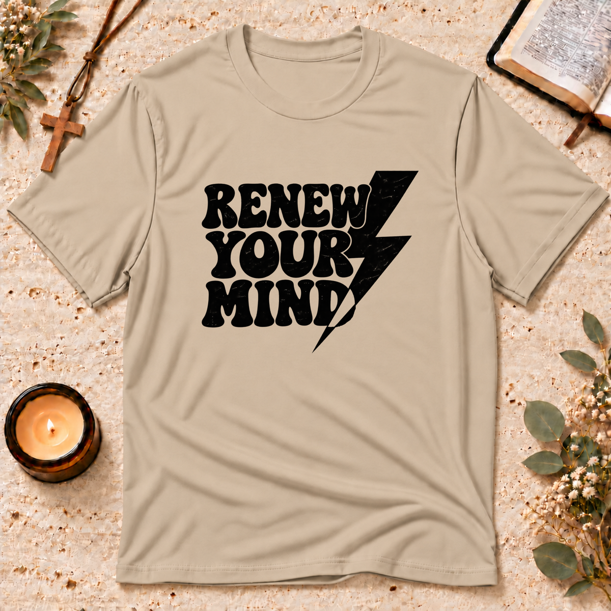 Renew Your Mind Christian T-Shirt – Romans 12:2 Breaking Bread Designs