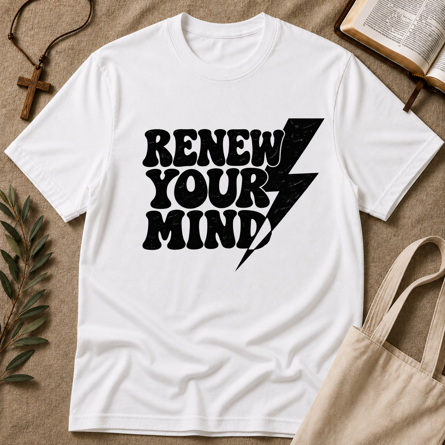 Renew Your Mind Christian T-Shirt – Romans 12:2 Breaking Bread Designs