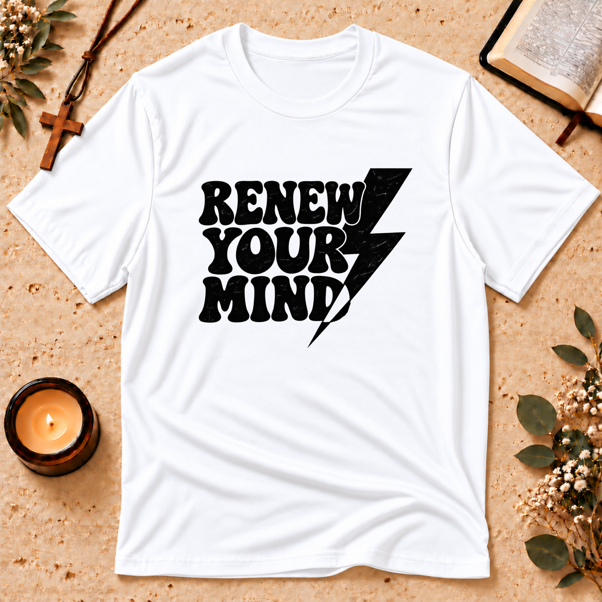 Renew Your Mind Christian T-Shirt – Romans 12:2 Breaking Bread Designs