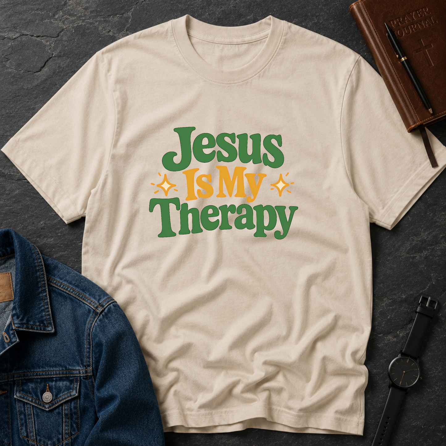 Jesus Is My Therapy Christian T-Shirt | Inspirational Faith Graphic Tee | Jesus Heals Christian Apparel Breaking Bread Designs