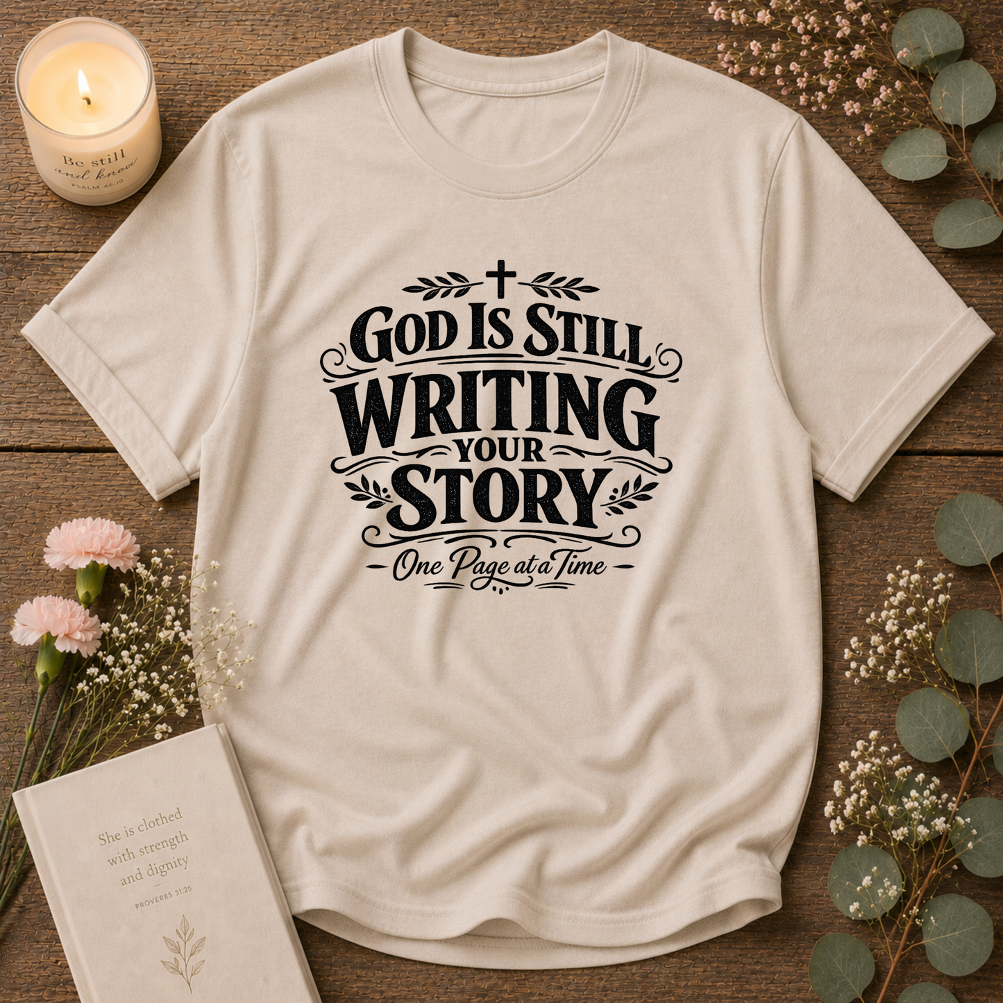 God Is Still Writing Your Story Christian T-Shirt | Inspirational Faith Graphic Tee | Christian Encouragement Shirt Breaking Bread Designs