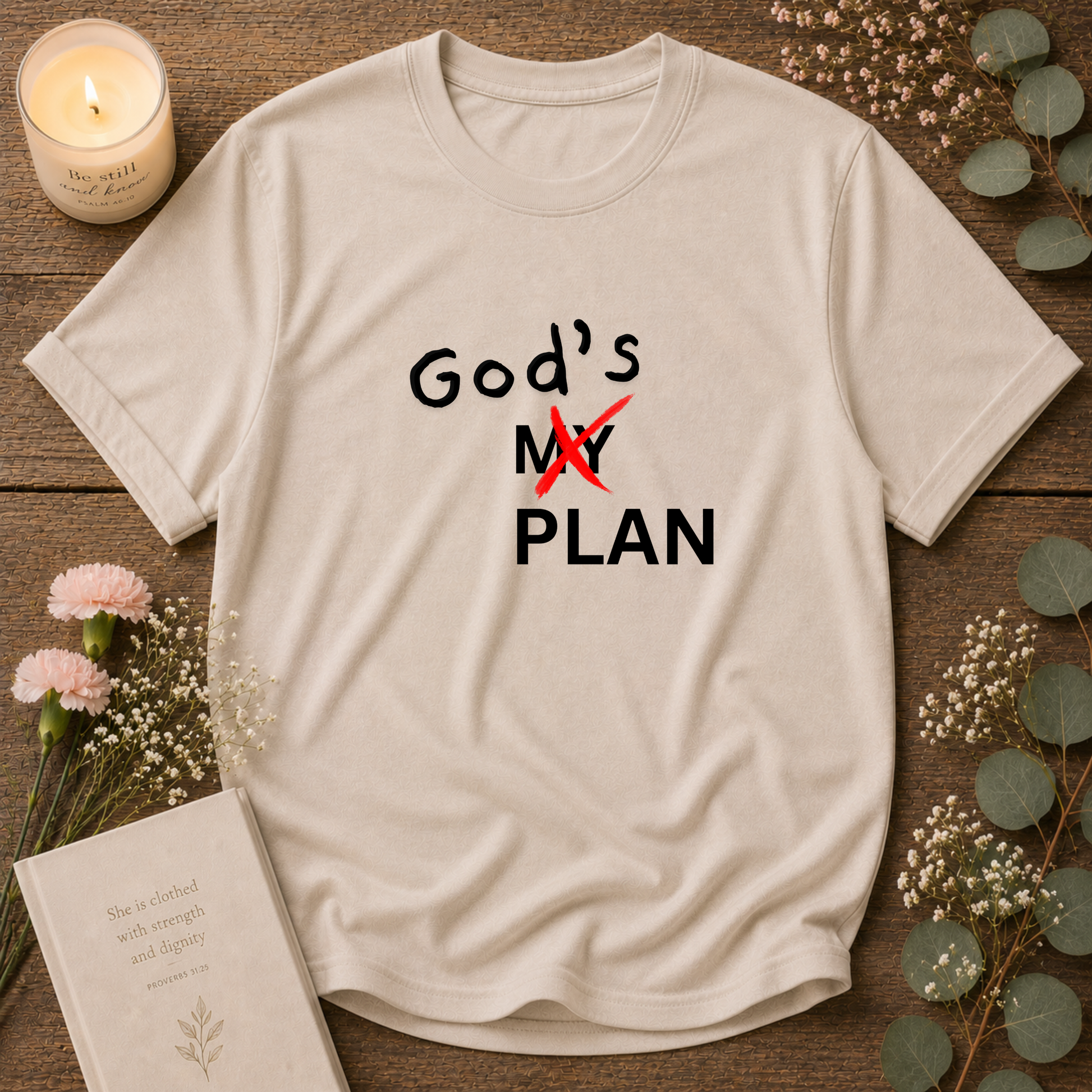 God's Plan Christian T-Shirt | Minimalist Faith Graphic Tee | Trust God's Plan Inspirational Christian Shirt Breaking Bread Designs
