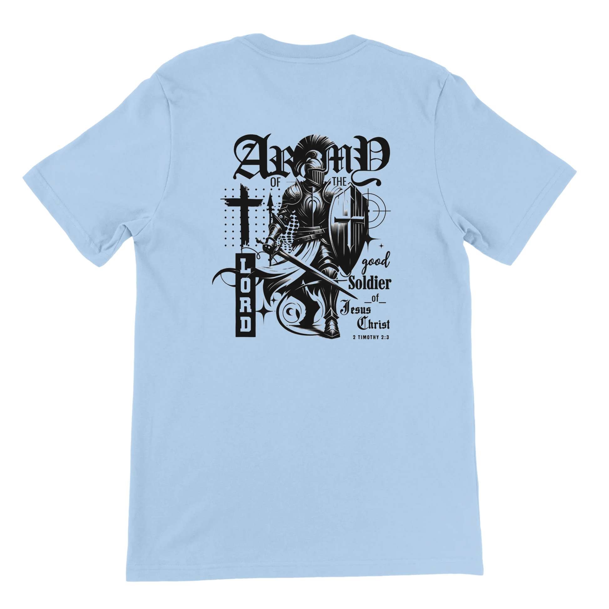 Christian Army Of The Lord Men's Blue T-Shirt – 2 Timothy 2:3 Design, Masculine Faith Apparel - Breaking Bread Designs