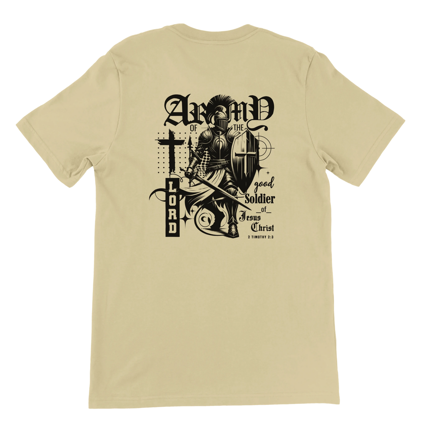 Christian Army Of The Lord Men's Natural T-Shirt – 2 Timothy 2:3 Design, Masculine Faith Apparel - Breaking Bread Designs