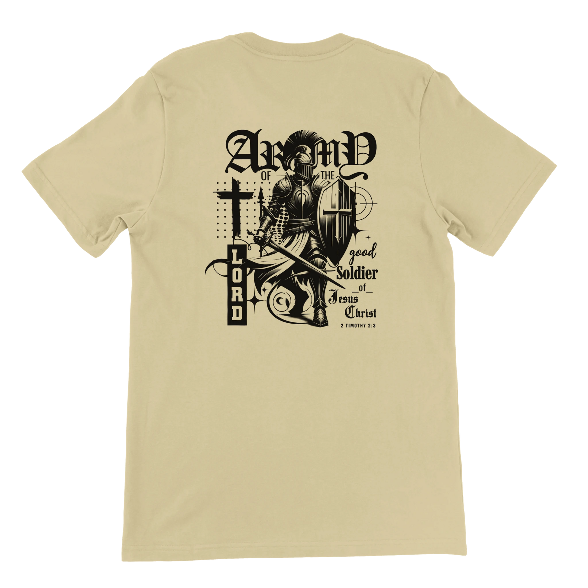 Christian Army Of The Lord Men's Natural T-Shirt – 2 Timothy 2:3 Design, Masculine Faith Apparel - Breaking Bread Designs