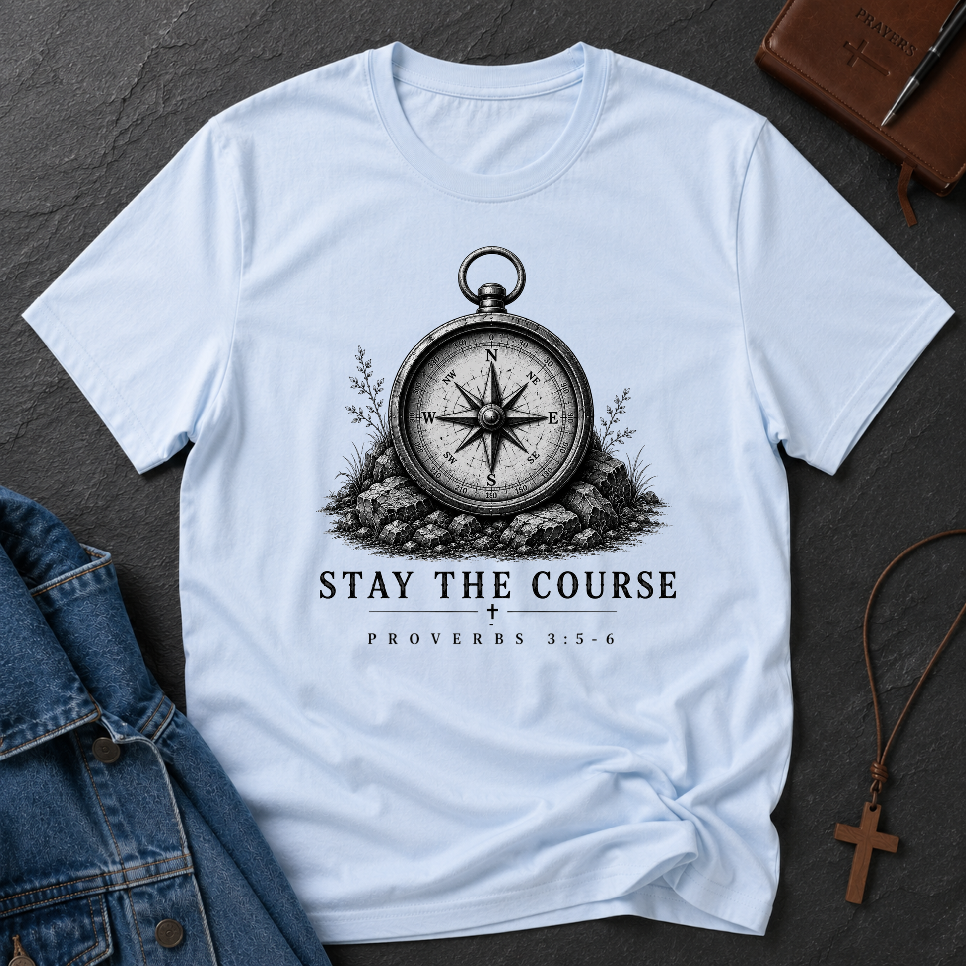 Stay the Course T-Shirt | Christian Faith Shirt | Proverbs 3:5-6 Breaking Bread Designs