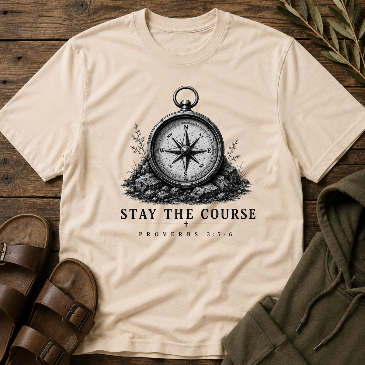 Stay the Course T-Shirt | Christian Faith Shirt | Proverbs 3:5-6 Breaking Bread Designs