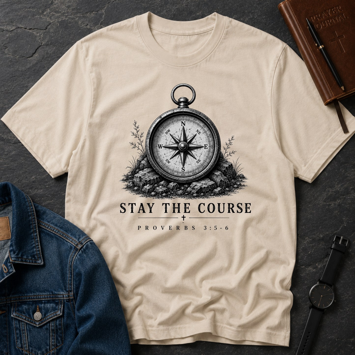 Stay the Course T-Shirt | Christian Faith Shirt | Proverbs 3:5-6 Breaking Bread Designs
