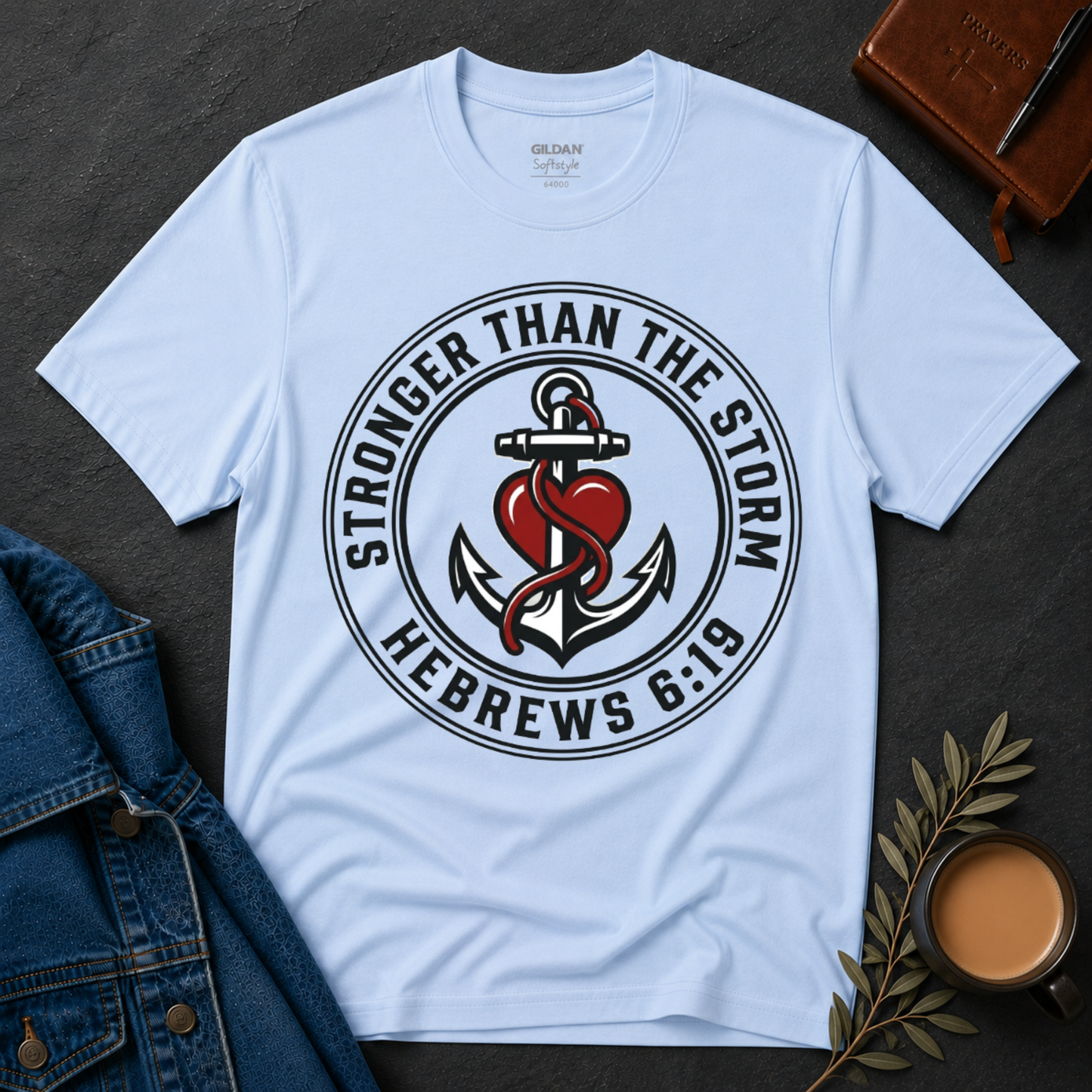 Stronger Than the Storm Christian T-Shirt | Faith Over Fear Anchor Tee Printify