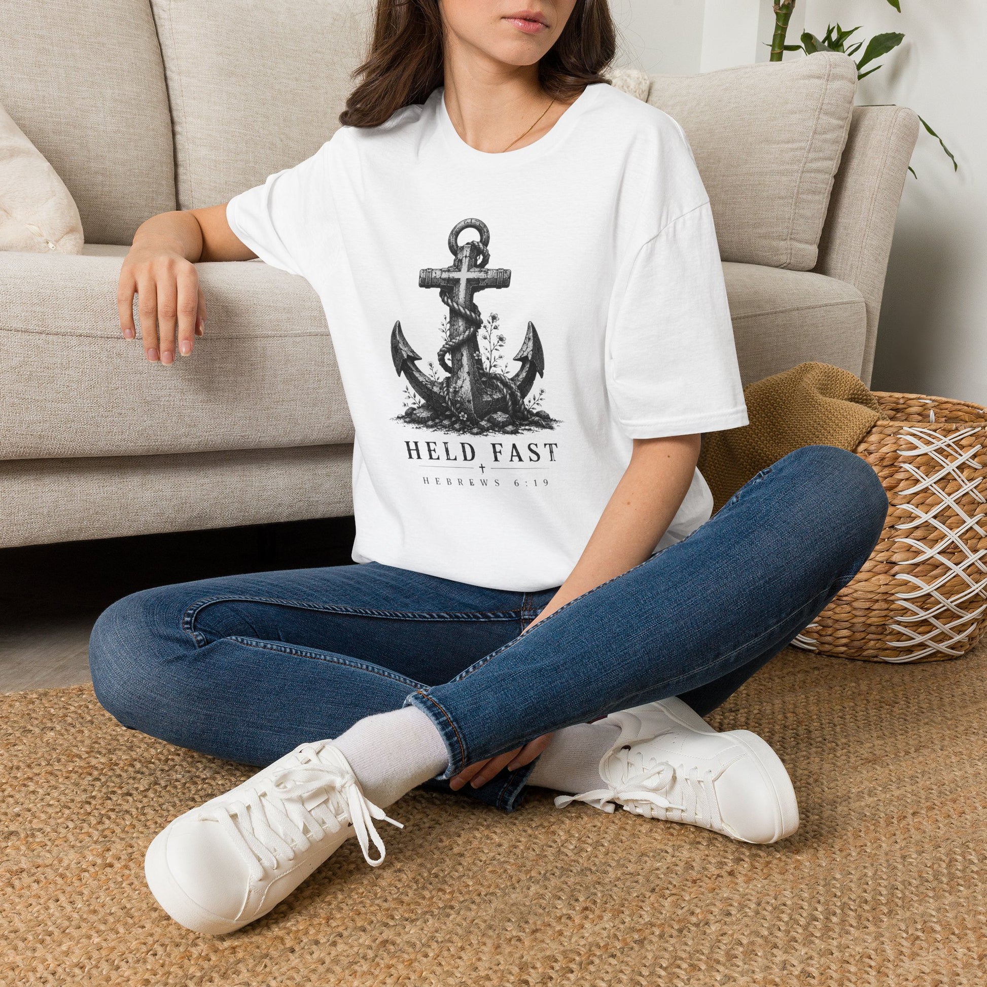 Christian Anchor T-Shirt | Held Fast Nautical Vintage Tee | Hebrews 6:19 Breaking Bread Designs