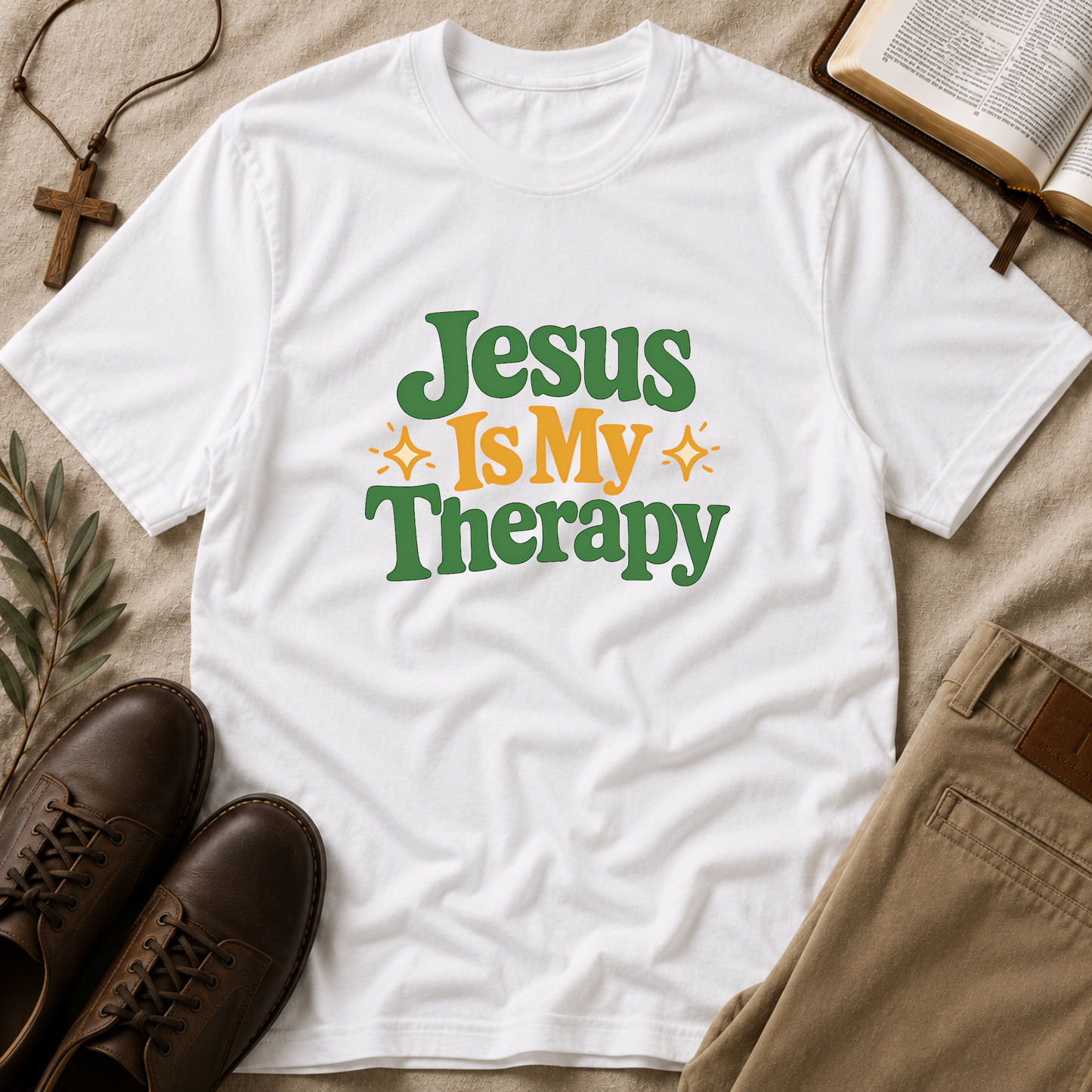 Jesus Is My Therapy Christian T-Shirt | Inspirational Faith Graphic Tee | Jesus Heals Christian Apparel Breaking Bread Designs