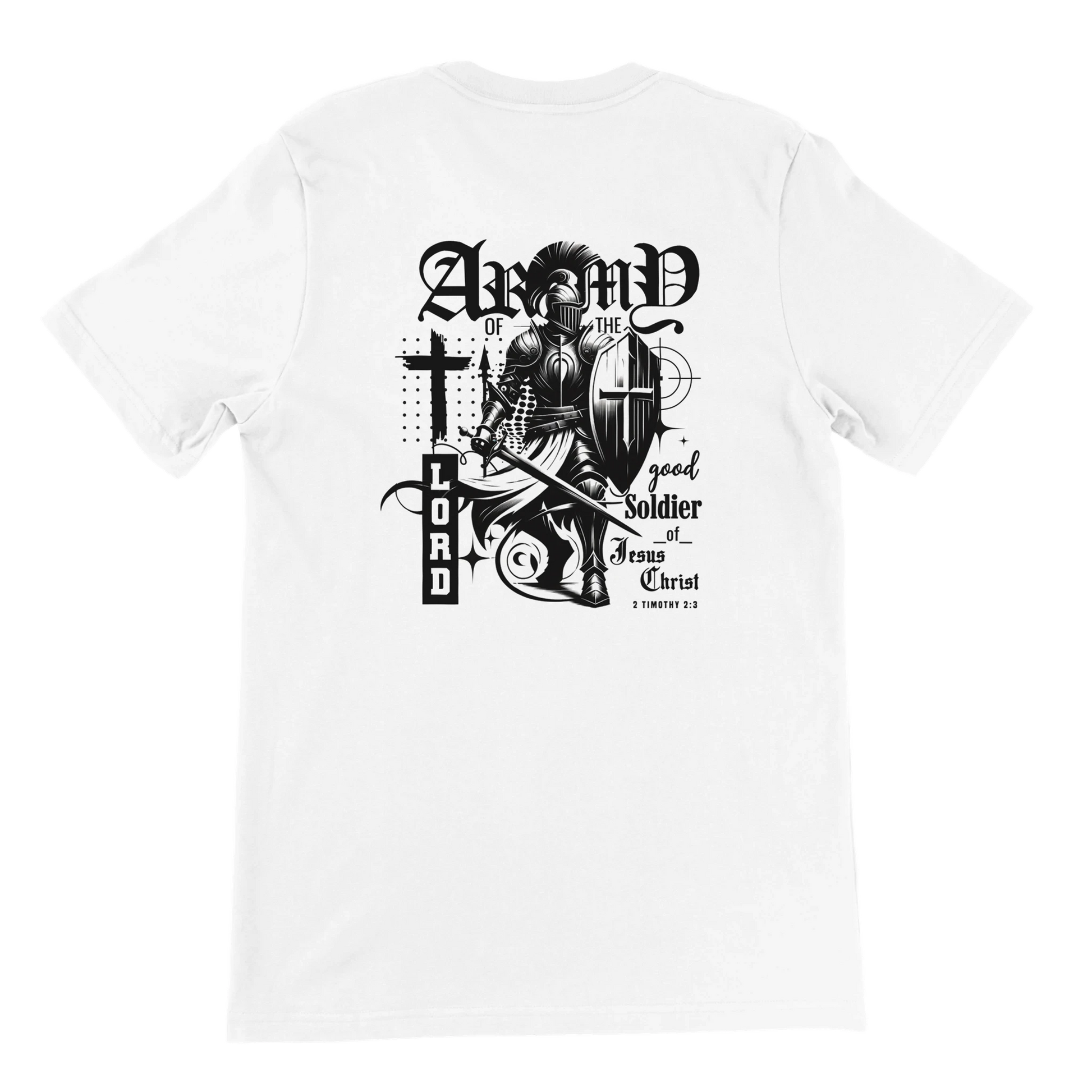 Christian Army Of The Lord Men's White T-Shirt – 2 Timothy 2:3 Design, Masculine Faith Apparel - Breaking Bread Designs