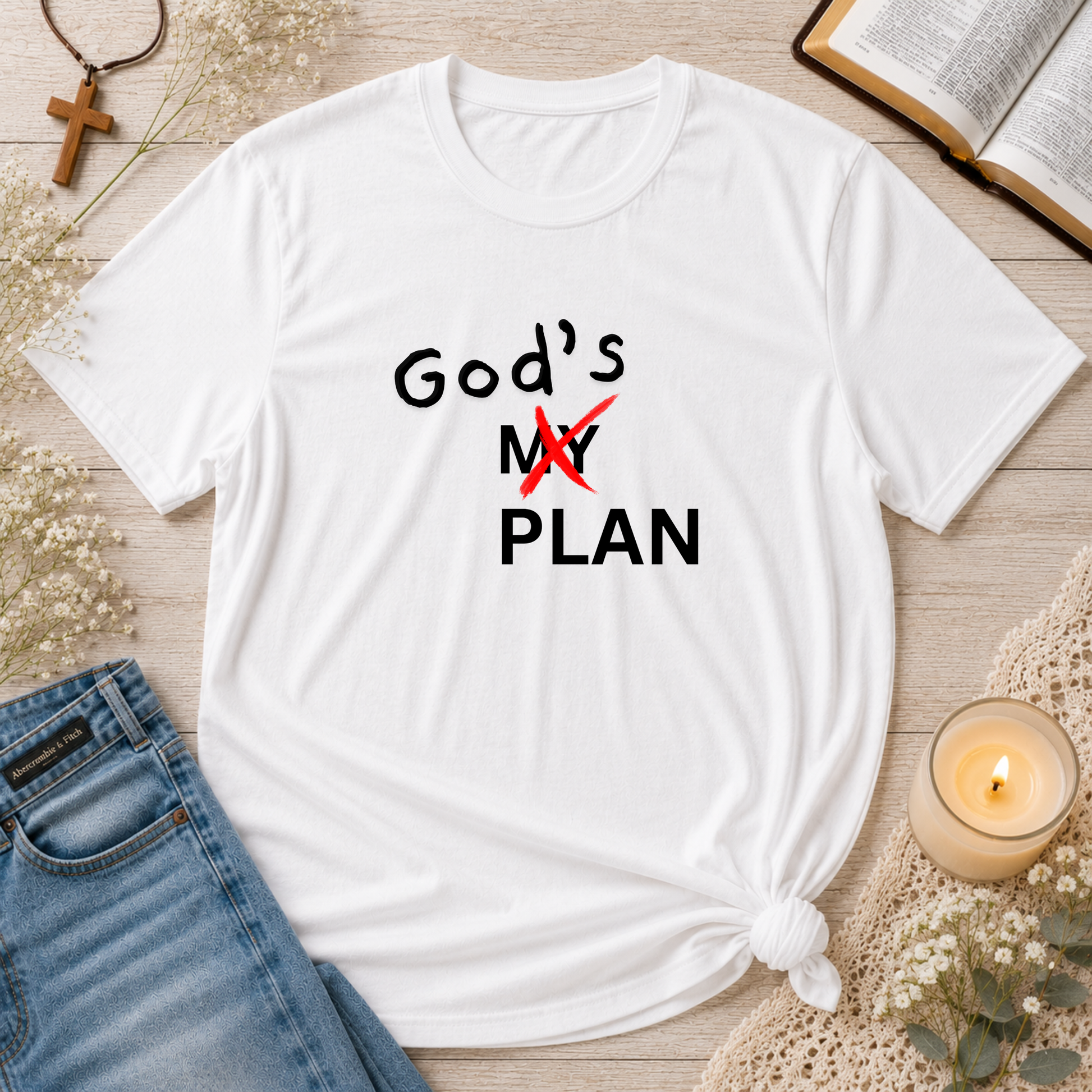 God's Plan Christian T-Shirt | Minimalist Faith Graphic Tee | Trust God's Plan Inspirational Christian Shirt Breaking Bread Designs